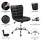 Black Modern Rolling Faux Leather Armless Desk Chair with Metal Base for Home Office